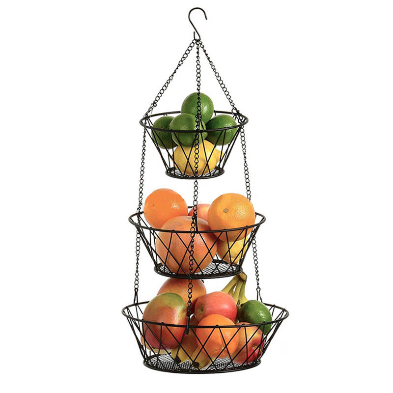 3 Tier Hanging Kitchen Black Fruit Basket (7)