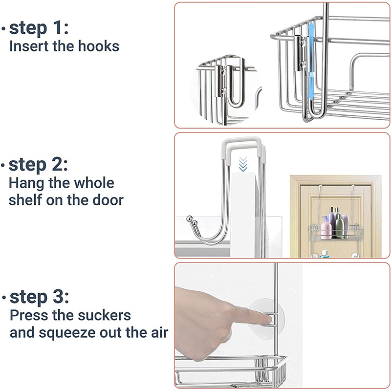 Shower Caddy Hanging Over Door Bathroom Storage Rack (3)