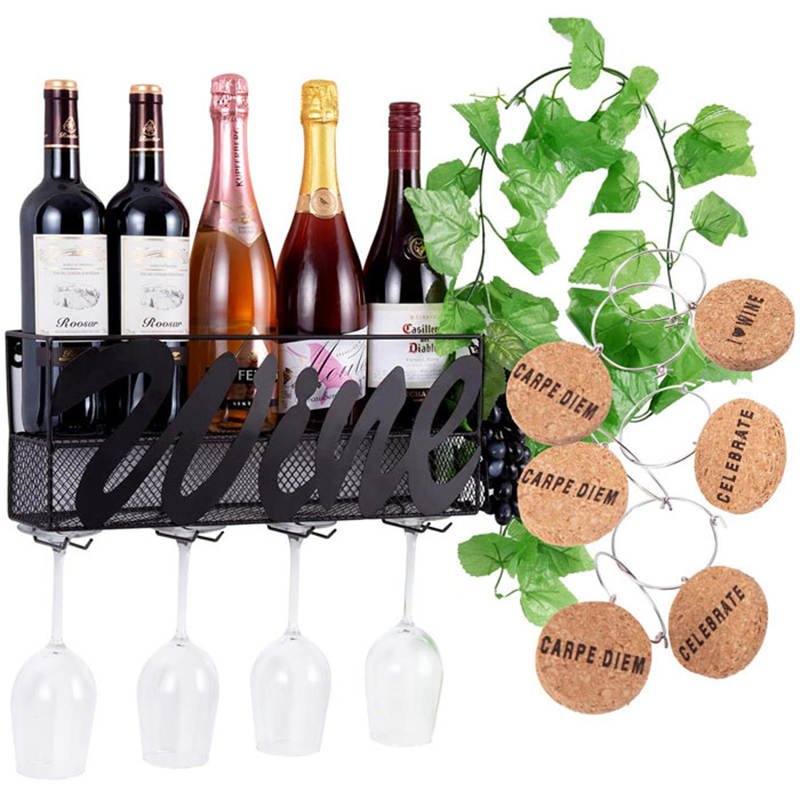 Wall Mounted Wine Rack for Bottle & Glass storage (4)