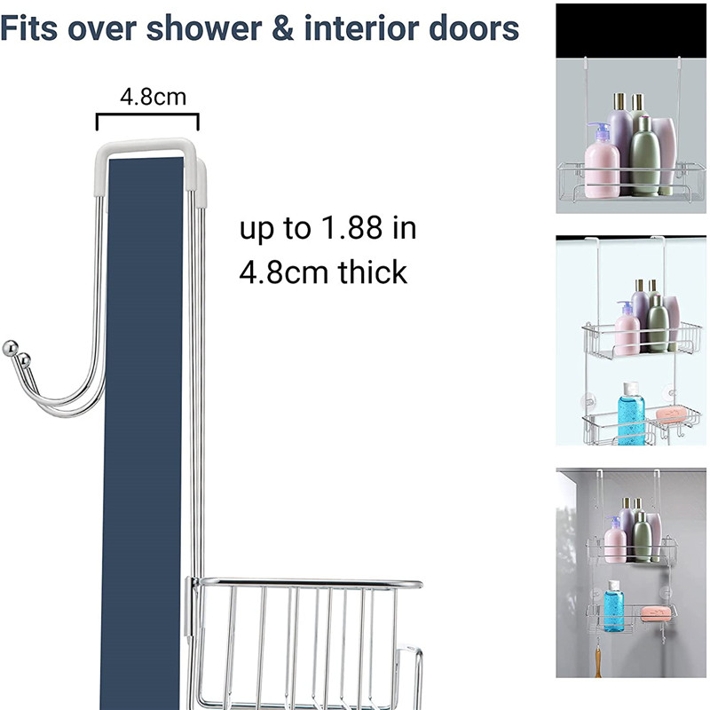 Shower Caddy Hanging Over Door Bathroom Storage Rack (4)